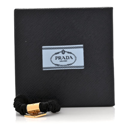 Prada Satin Metal Logo Charm Hair Tie Black 4 of 4