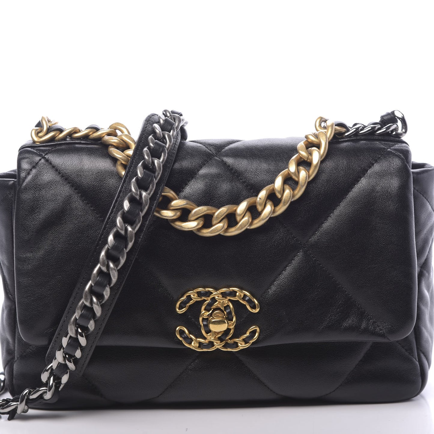 Goatskin Quilted Medium 19 Flap Black