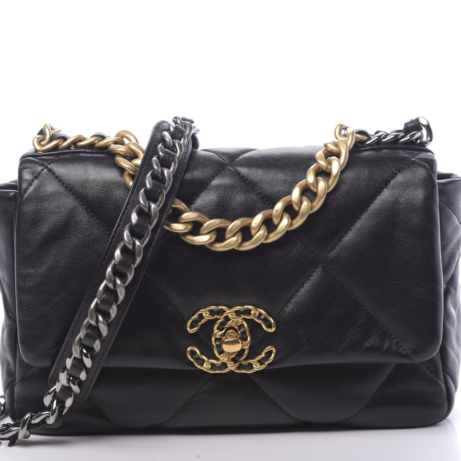 Chanel Goatskin Quilted Medium 19 Flap Black 10 of 14