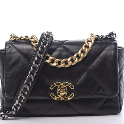 Chanel Goatskin Quilted Medium 19 Flap Black 10 of 14