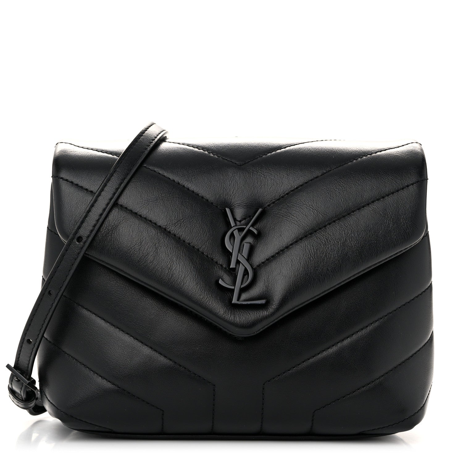 Saint Laurent Calfskin Y Quilted Monogram Monochrome Toy Loulou Crossbody Bag Black 1 of 11