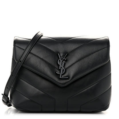 Saint Laurent Calfskin Y Quilted Monogram Monochrome Toy Loulou Crossbody Bag Black 1 of 11