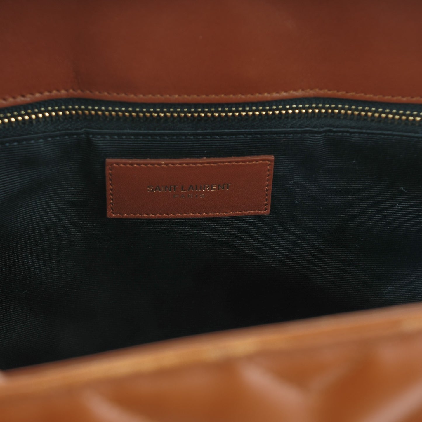 Smooth Calfskin Matelasse Chevron Large Monogram Shopping Bag Brown