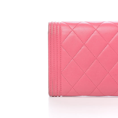 Chanel Lambskin Quilted Boy Flap Wallet Pink 10 of 12