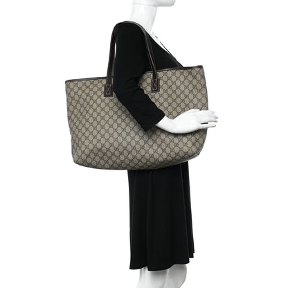 Gucci GG Supreme Monogram Large Zippered Shopping Tote Brown 2 of 11