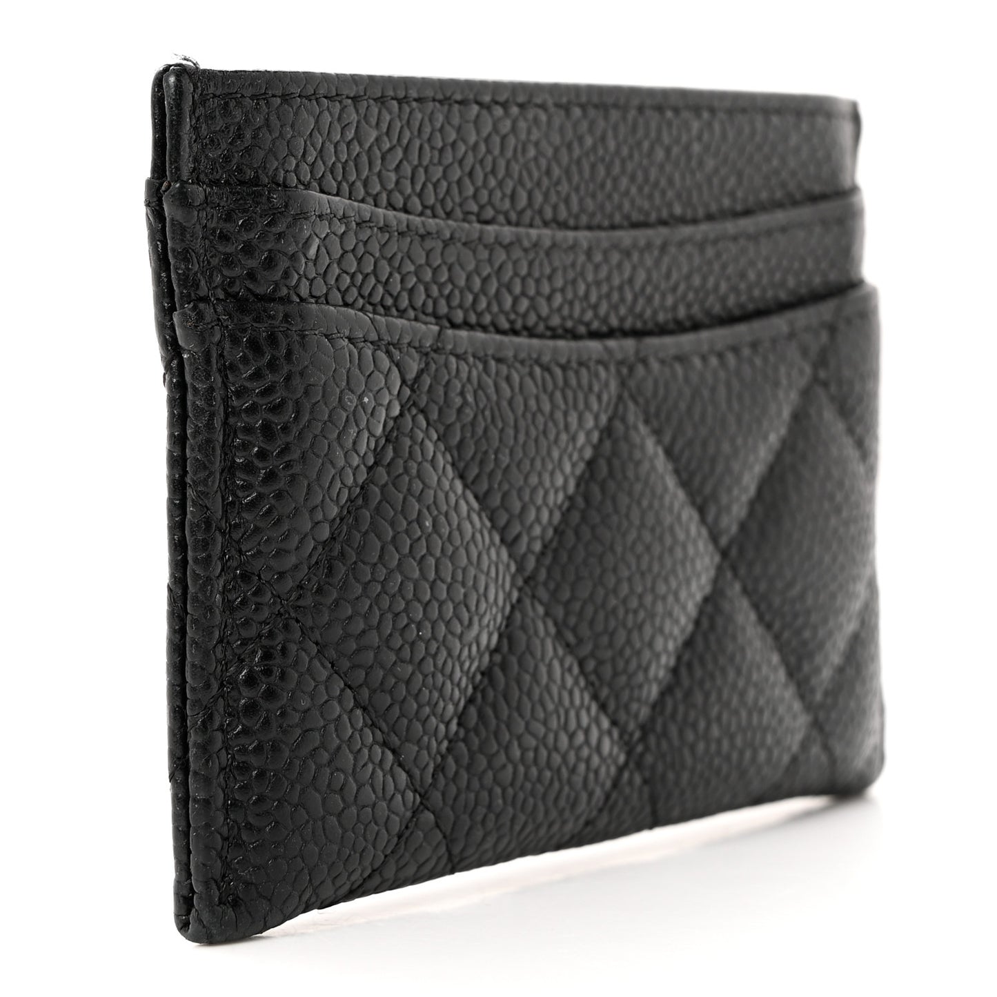 Caviar Quilted Card Holder Black