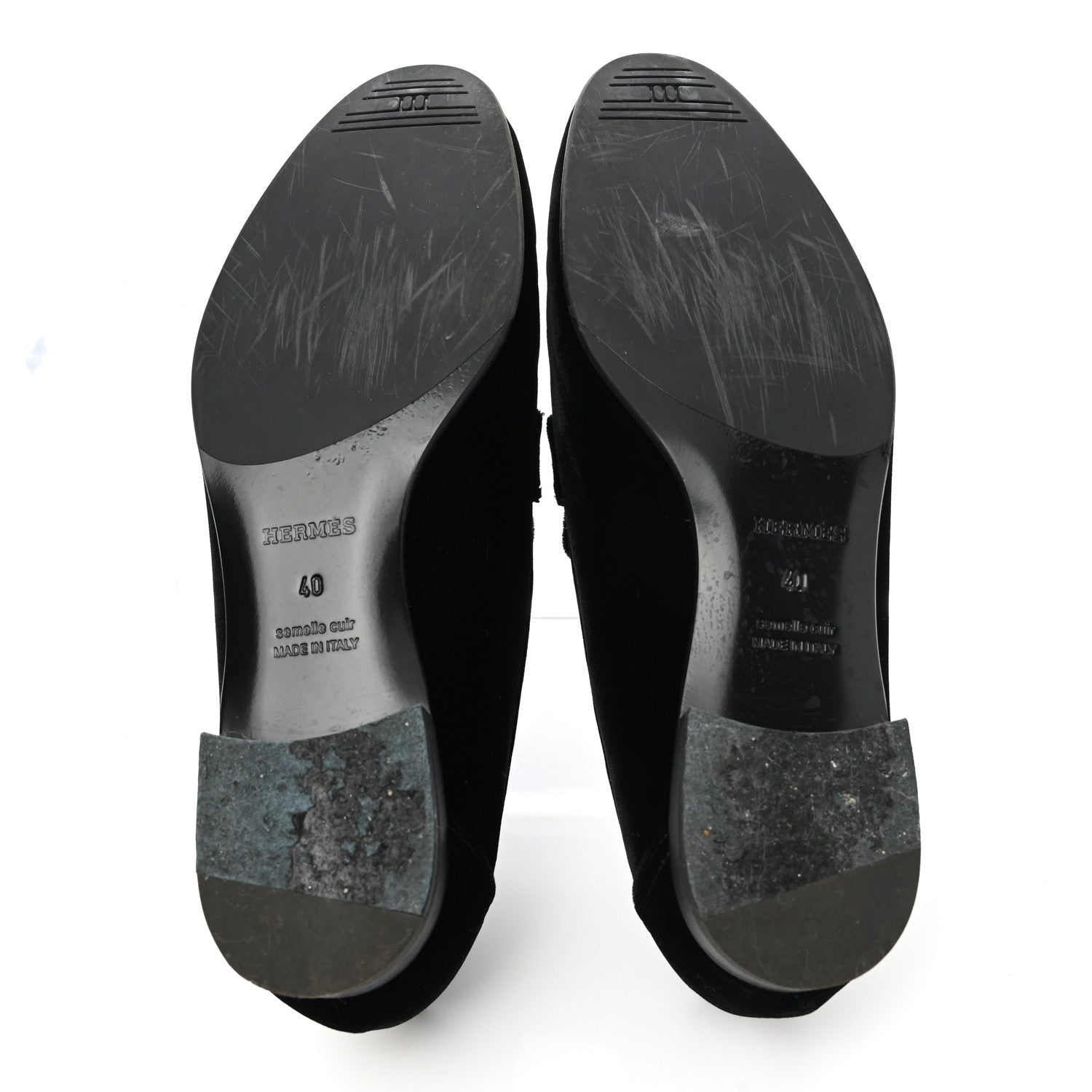 Hermes Velvet Womens Paris Loafers 40 Black 5 of 9
