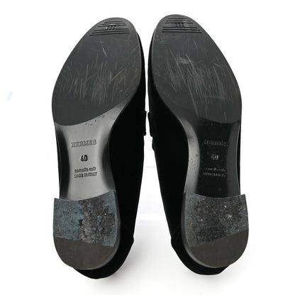 Hermes Velvet Womens Paris Loafers 40 Black 5 of 9