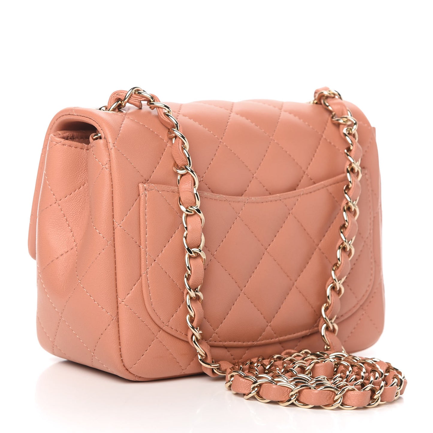 Lambskin Quilted Mini Square Flap Dark Beige
