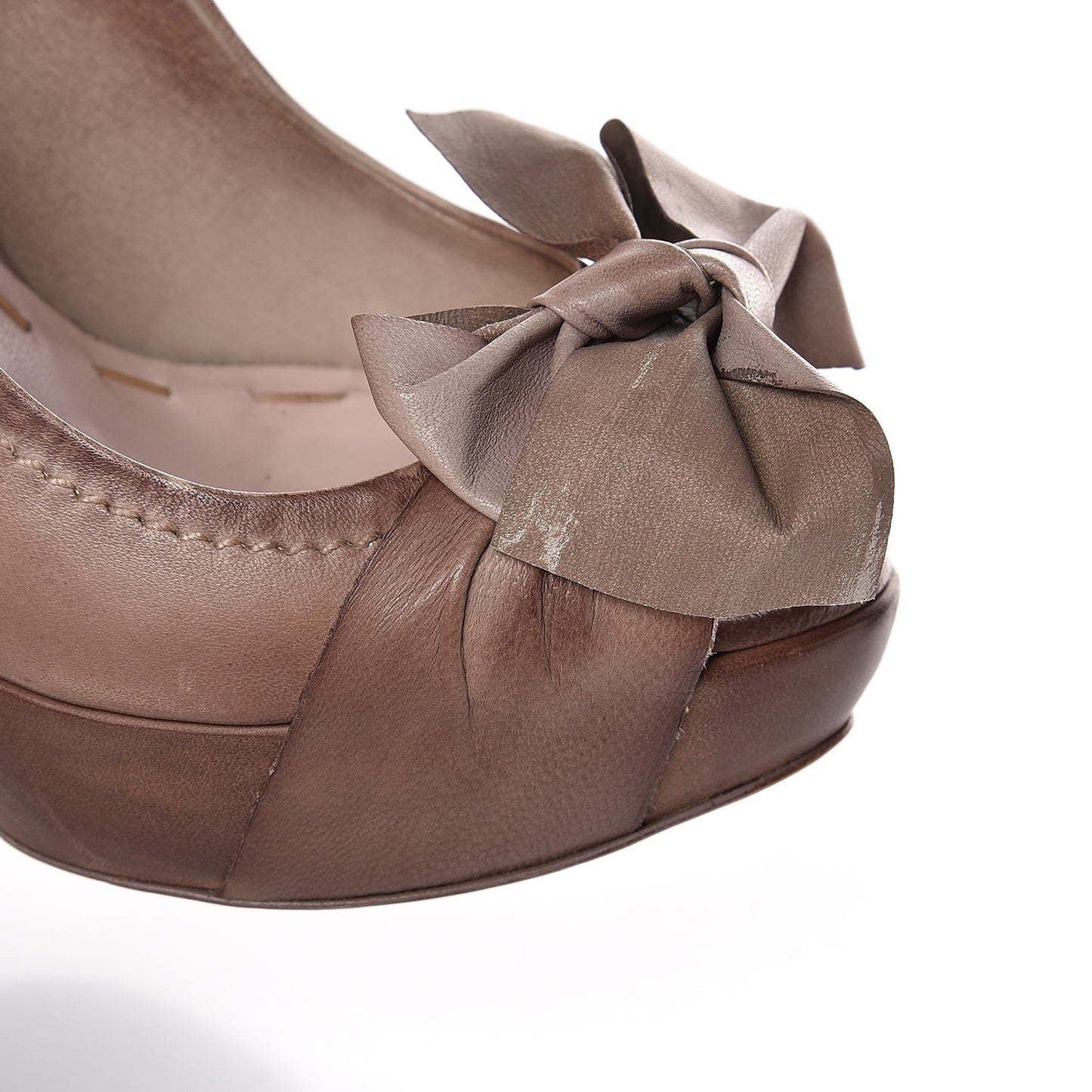 Washed Nappa Bow Peep Toe Pumps 36 Dark Rose