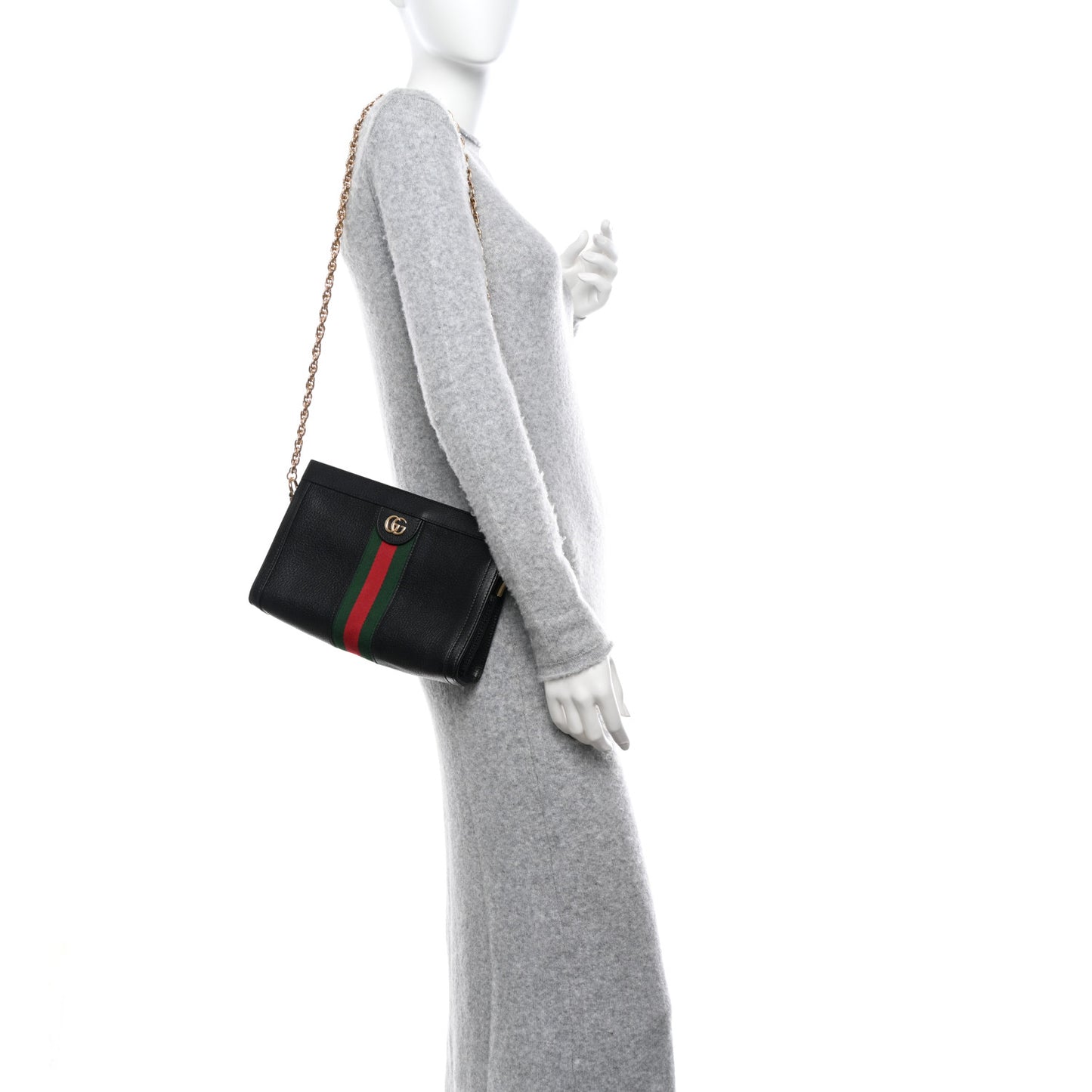 Calfskin GG Web Small Ophidia Chain Shoulder Bag Black