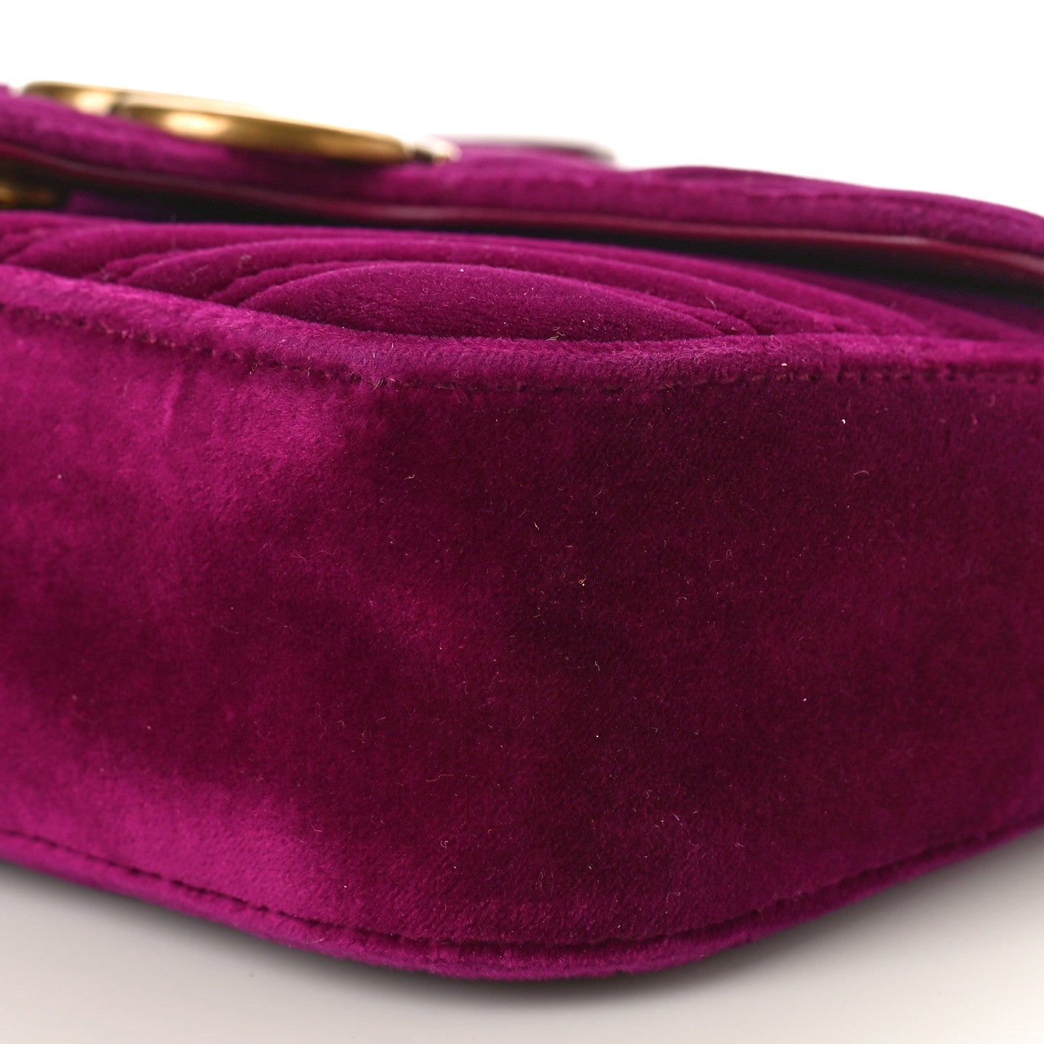Gucci Velvet Matelasse Mini GG Marmont Shoulder Bag Fuchsia Violet Cyclamen 10 of 10