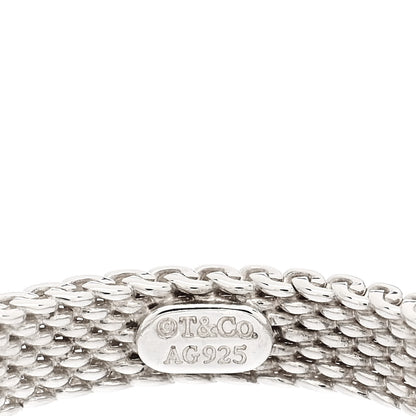 Tiffany Sterling Silver Diamond Somerset Mesh Band Ring 44 3 4 of 4