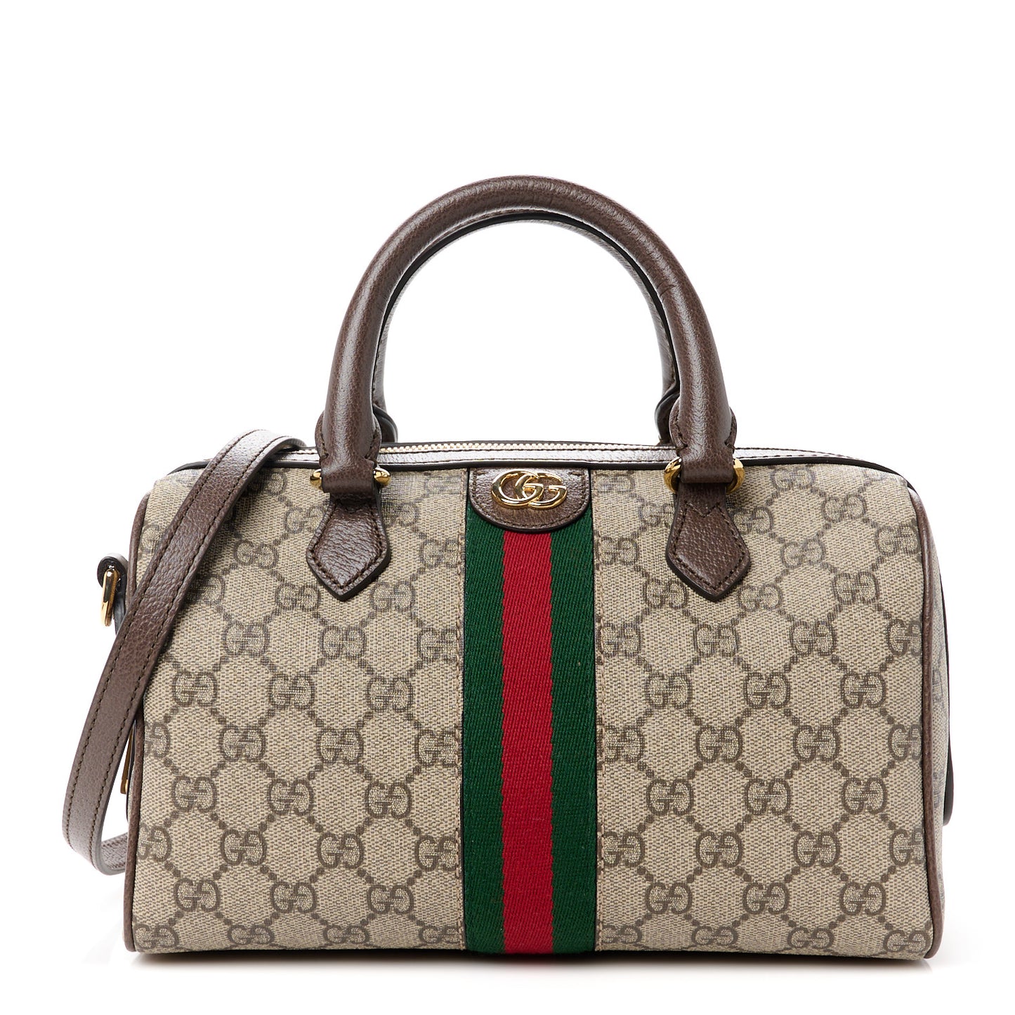GG Supreme Monogram Web Small Ophidia Top Handle Bag Beige Ebony