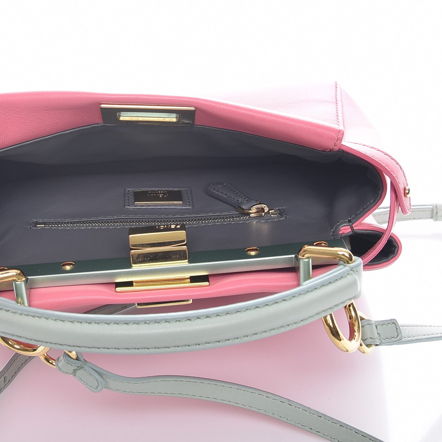 Nappa Colorblock Mini Peekaboo Iconic Satchel Rosa Fluo Oxigen Slate