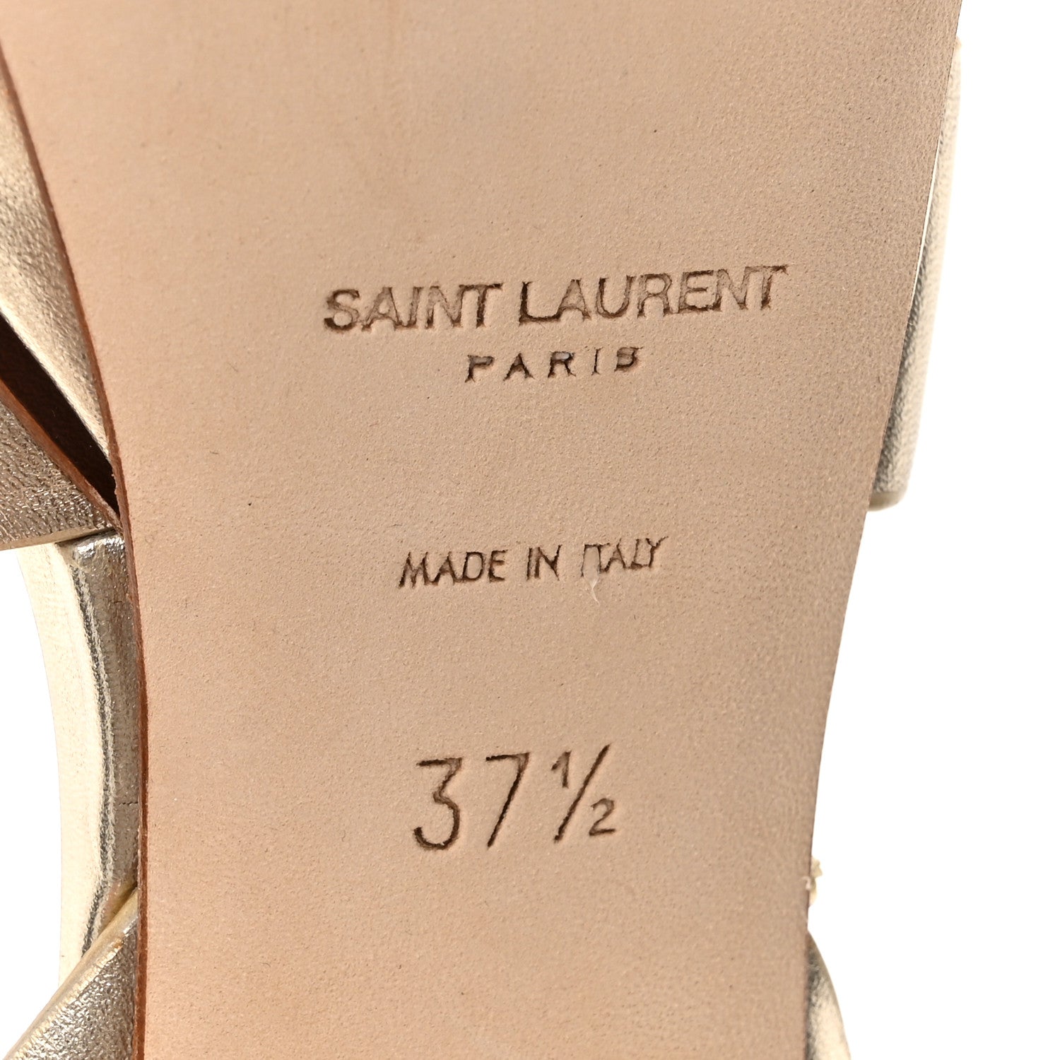 Saint Laurent Metallic Nappa Tribute 75 Platform Sandals 37.5 Platino 7 of 10