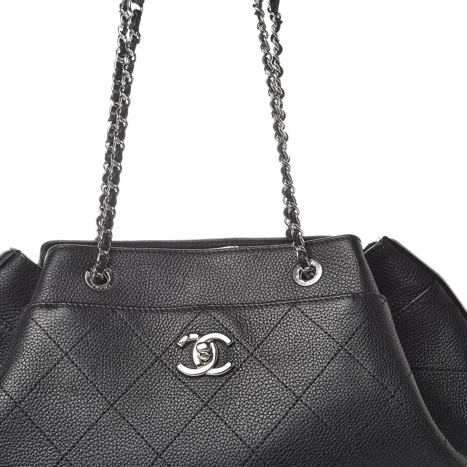 Chanel Grained Calfskin Stitched Accordion Shoulder Bag Black 14 of 14