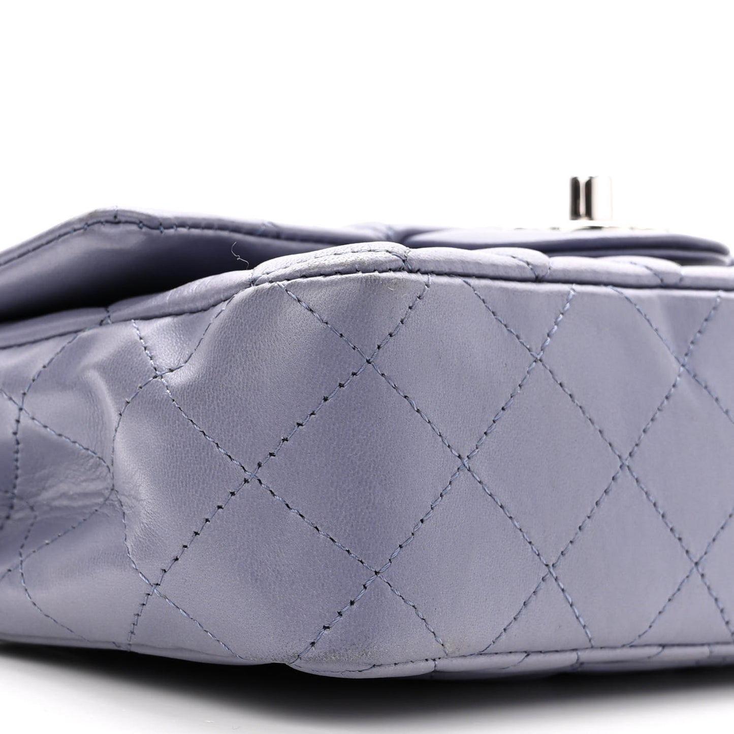 Lambskin Quilted Mini Rectangular Flap Light Purple