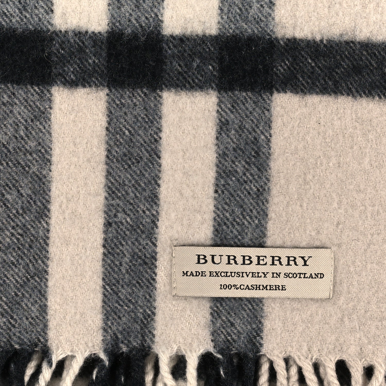 Burberry Cashmere Giant Check Fringe Scarf Ivory 3 of 3
