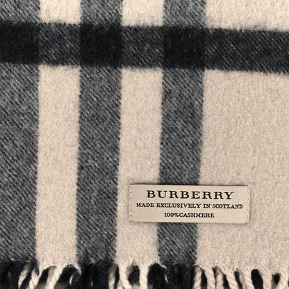 Burberry Cashmere Giant Check Fringe Scarf Ivory 3 of 3
