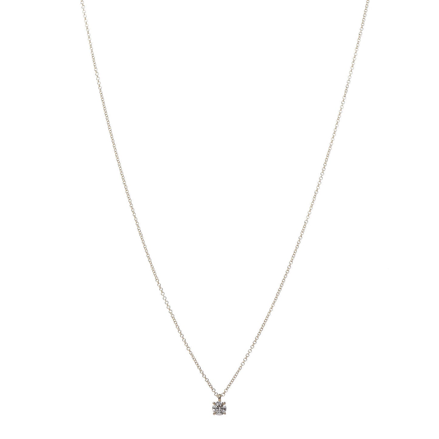 18K Yellow Gold Diamond .29ct Solitaire Pendant Necklace