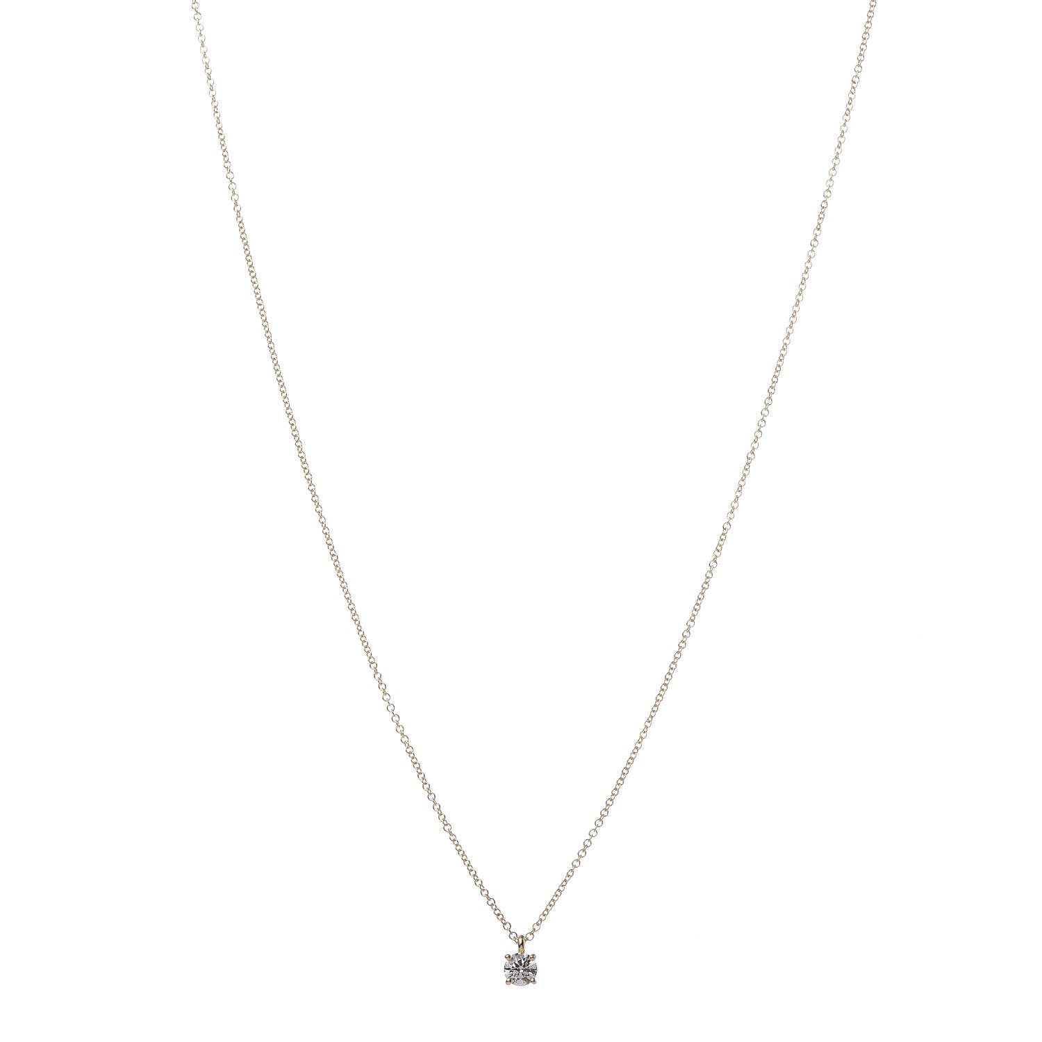 Tiffany 18K Yellow Gold Diamond .29ct Solitaire Pendant Necklace 1 of 7