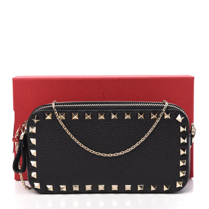 Valentino Garavani Pebbled Calfskin Rockstud Small Chain Shoulder Bag Black 12 of 12