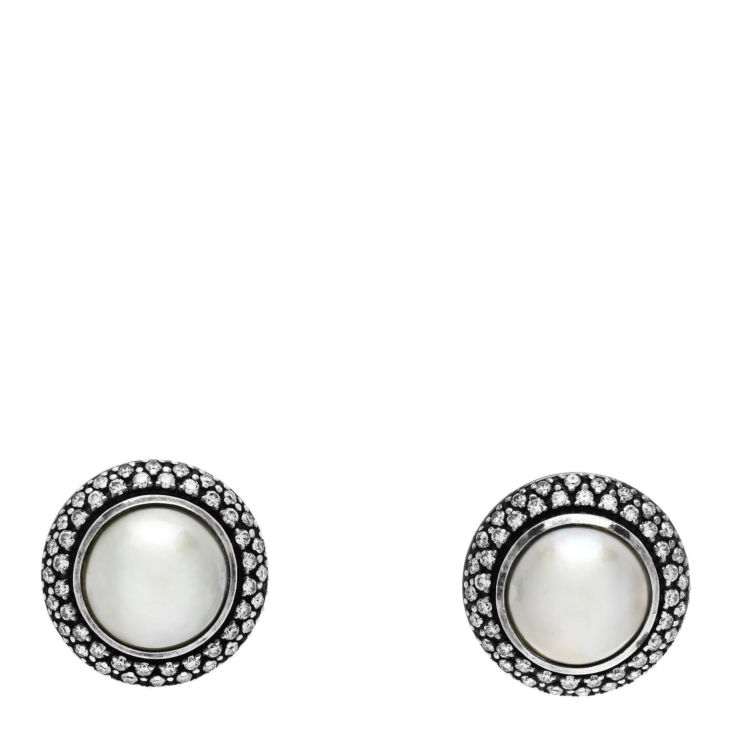 Sterling Silver Diamond Cultured Pearl 10mm Cerise Earrings