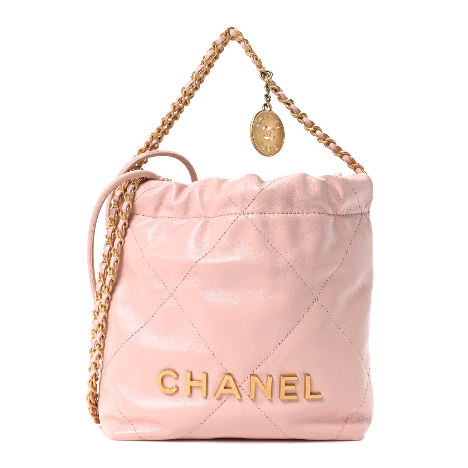 Chanel Shiny Calfskin Quilted Mini Chanel 22 Light Pink 1837751