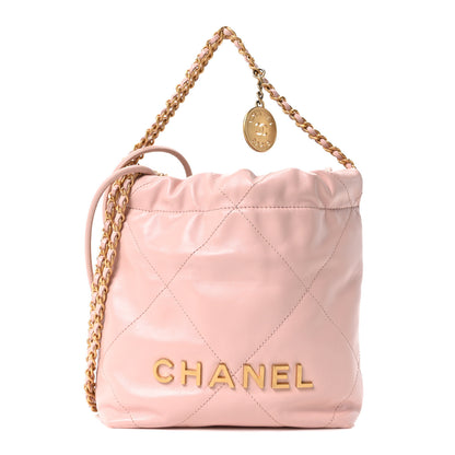 Chanel Shiny Calfskin Quilted Mini Chanel 22 Light Pink 1 of 11