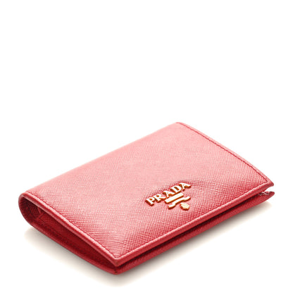 Prada Saffiano Metal Compact Snap Bi-Fold Wallet Fuoco 4 of 7