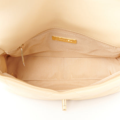 Chanel Shiny Goatskin Quilted Medium Chanel 19 Flap Beige 5 of 11