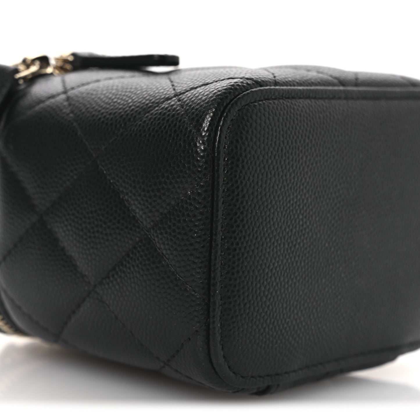 Caviar Quilted Mini Vanity Case With Chain Black
