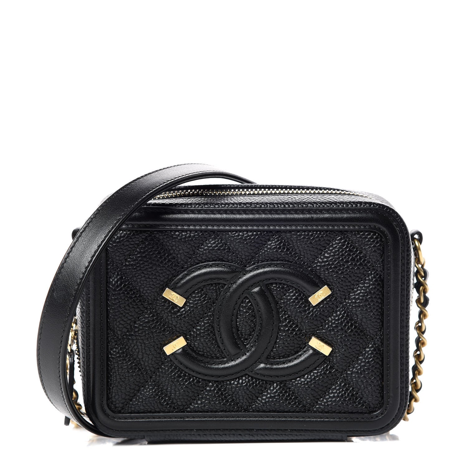 Chanel Caviar Quilted CC Filigree Vanity Clutch With Chain Black 1 of 10