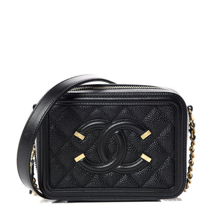 Chanel Caviar Quilted CC Filigree Vanity Clutch With Chain Black 1 of 10
