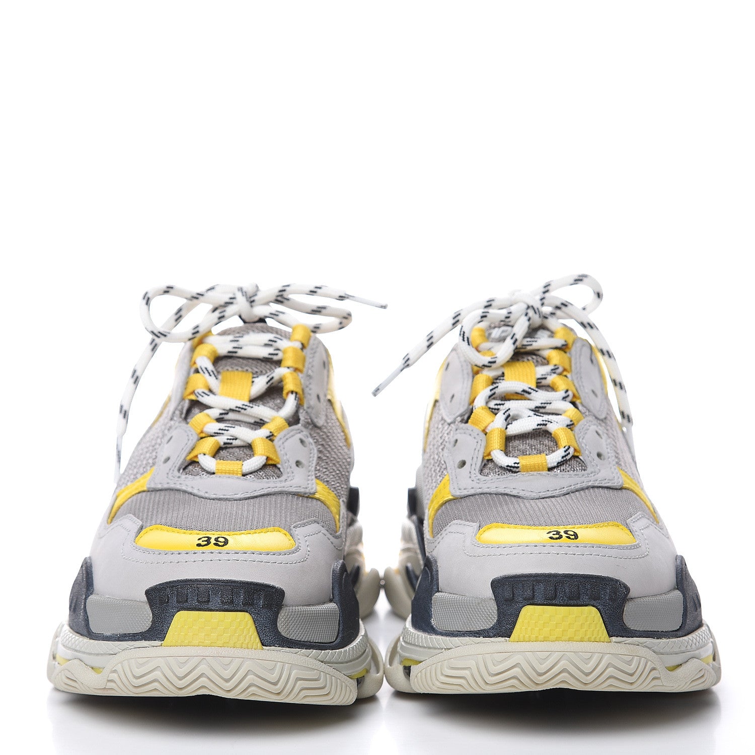 Balenciaga Fabric Mesh Womens Triple S Sneakers 39 Yellow Grey White 2 of 7