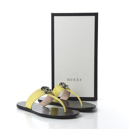 Gucci Calfskin GG Marmont Thong Sandals 37 Banana 8 of 8