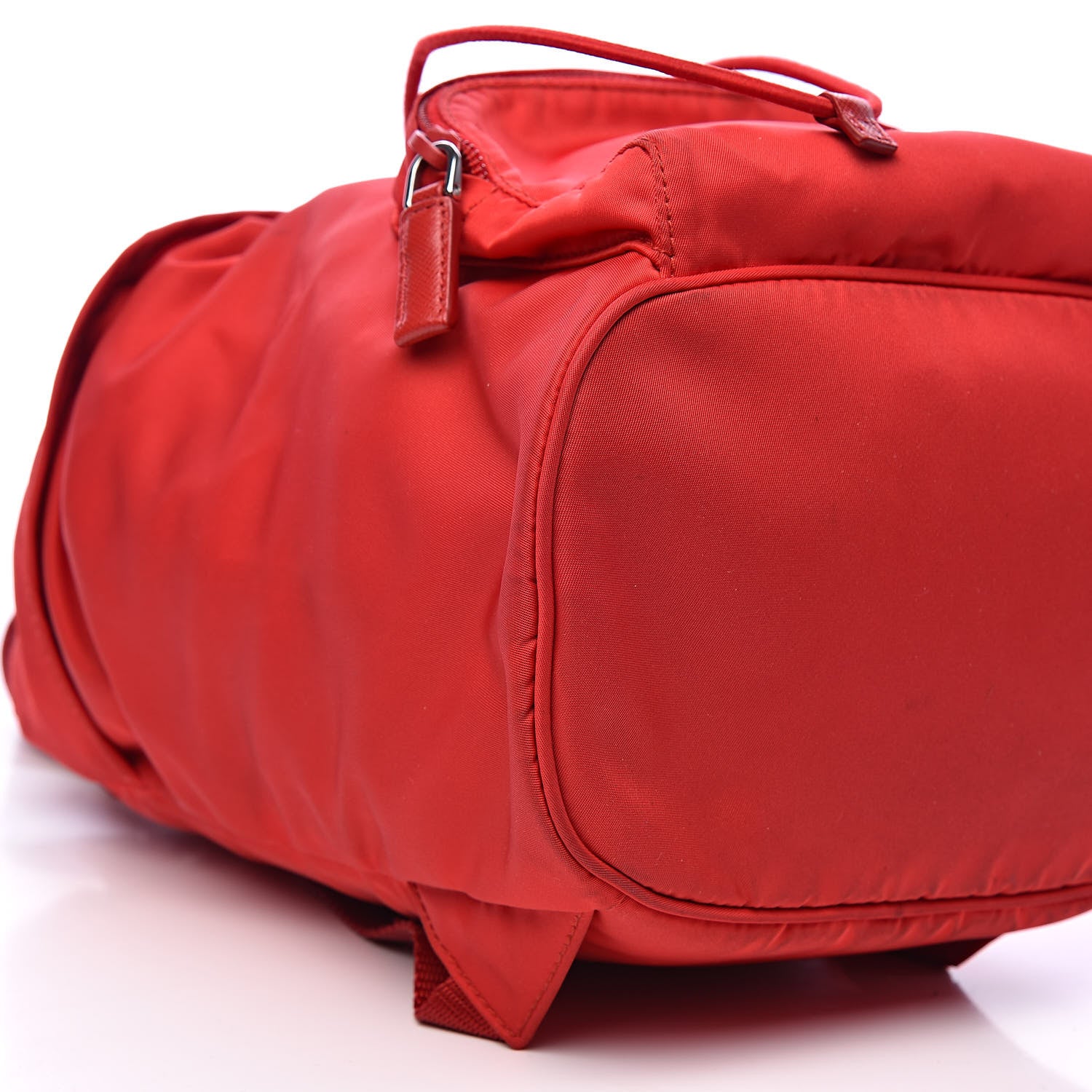 Prada Tessuto Nylon Vela Saffiano Mini Single Snap Buckle Backpack Rosso 8 of 10