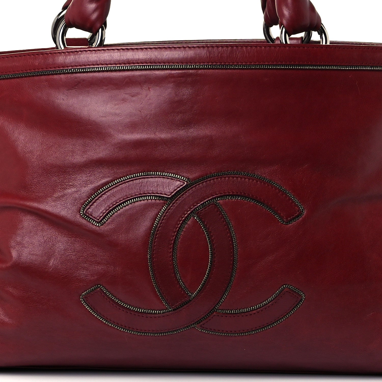 Chanel Lambskin East West Soho Shopper Red 7 of 9