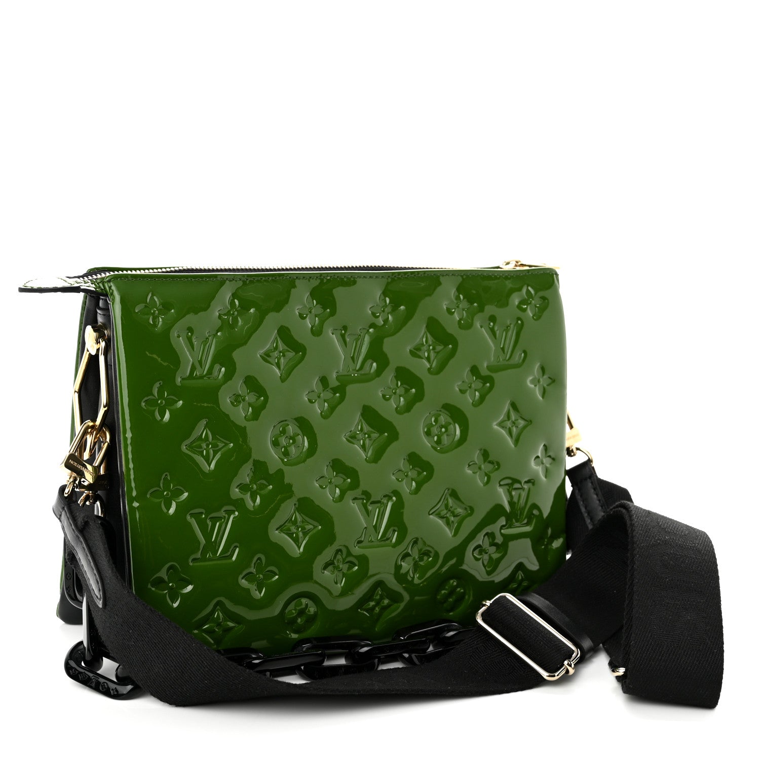 Louis Vuitton Patent Embossed Monogram Coussin PM Green Black 3 of 9