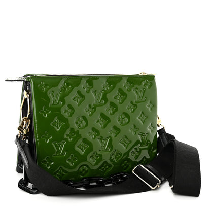 Louis Vuitton Patent Embossed Monogram Coussin PM Green Black 3 of 9