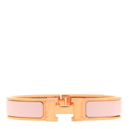 Hermes Enamel Narrow Clic Clac H Bracelet GM Rose Candeur 1 of 5