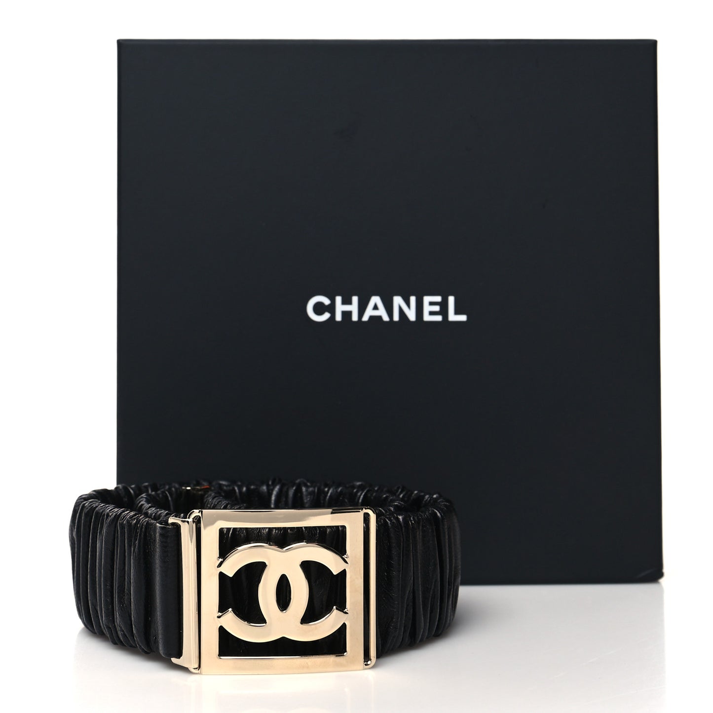 Lambskin Ruched CC Belt 75 30 Black
