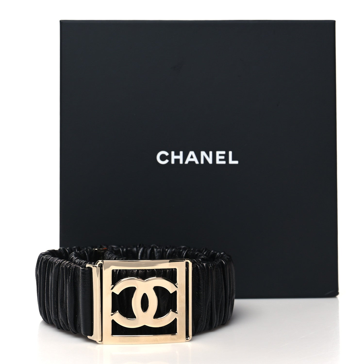 Chanel Lambskin Ruched CC Belt 75 30 Black 4 of 4