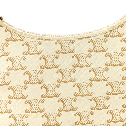 Celine Canvas Calfskin Ava Triomphe Shoulder Bag White 8 of 12