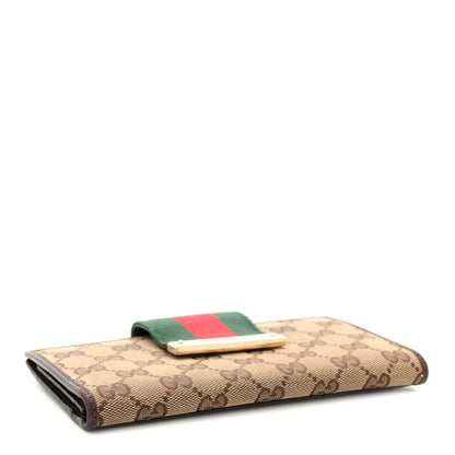Gucci Monogram Calfskin Ladies Web Continental Wallet Beige Ebony Cocoa 7 of 18