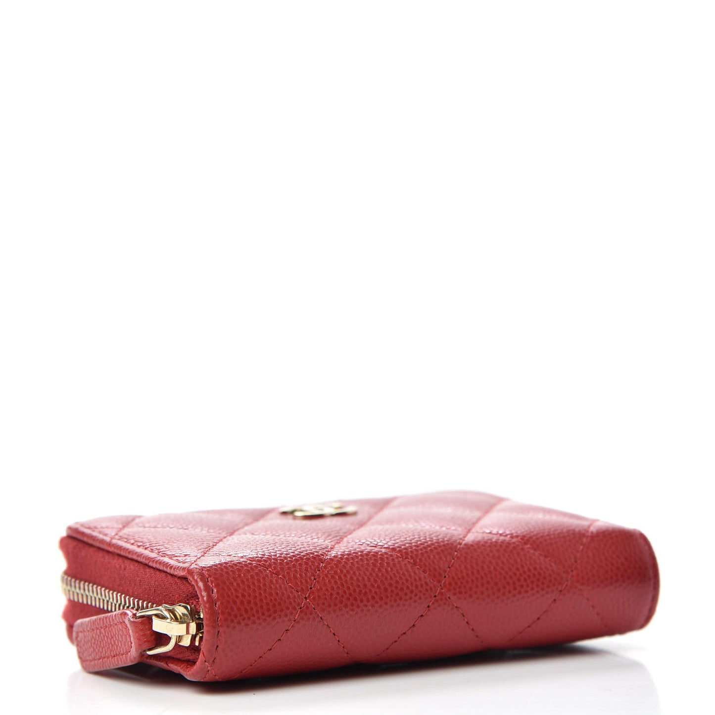 Caviar Quilted Zip Coin Purse Red