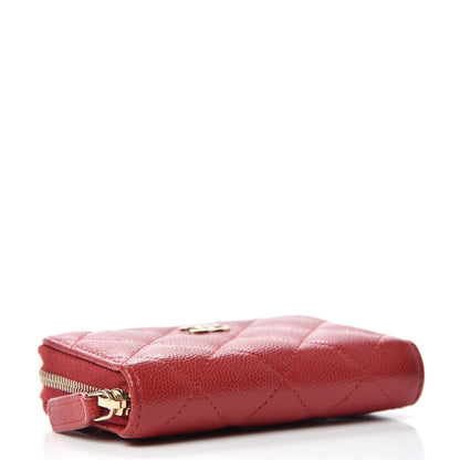 Chanel Caviar Quilted Zip Coin Purse Red 4 of 7