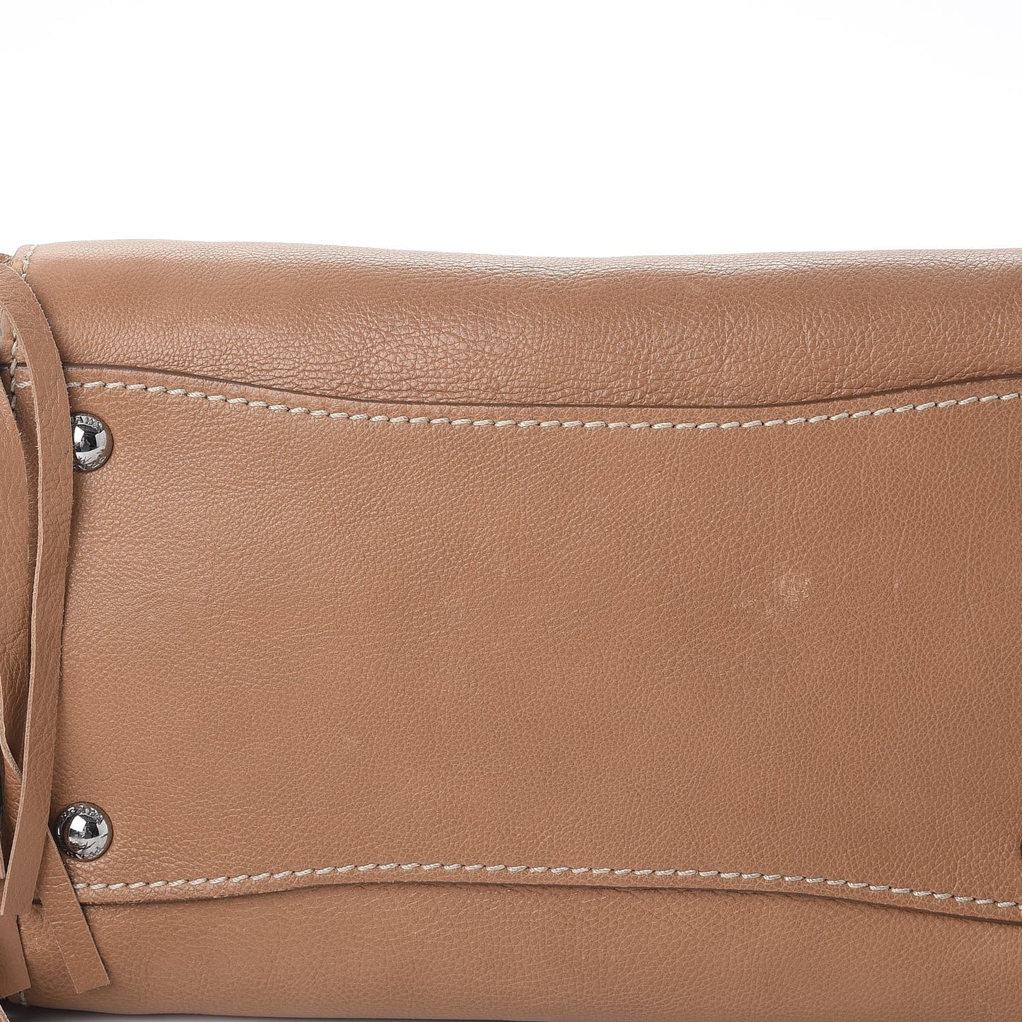 Glace Calf Twin Pocket Fringe Tote Caramel