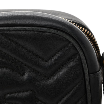 Gucci Calfskin Matelasse Mini GG Marmont Chain Shoulder Bag Black 16 of 19